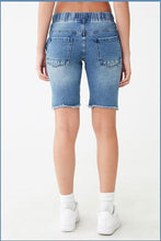 Women's Elastic Waist Ripped Denim Shorts