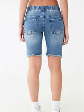 Women's Elastic Waist Ripped Denim Shorts