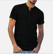 Collar Cotton Linen Shirts With Short Sleeves Shirt