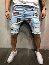 Summer Personality Men's Denim Shorts Fashion Ripped Patch Patch Pants