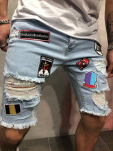 Summer Personality Men's Denim Shorts Fashion Ripped Patch Patch Pants