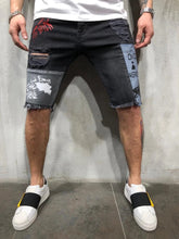 Summer Personality Men's Denim Shorts Fashion Ripped Patch Patch Pants