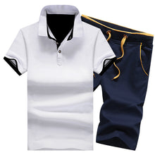 Men's Lapel Cotton Polo Shorts Plus Size Cotton Casual Sports Suit