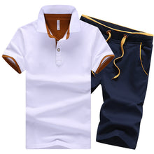 Men's Lapel Cotton Polo Shorts Plus Size Cotton Casual Sports Suit