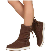 Low Heel Platform Boots Back Lace-up Shoes Women Cowgirl Boots