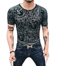 Men's Gold Velvet Ice Silk Cut-out Breathable Short Sleeve Round Neck T-shirt