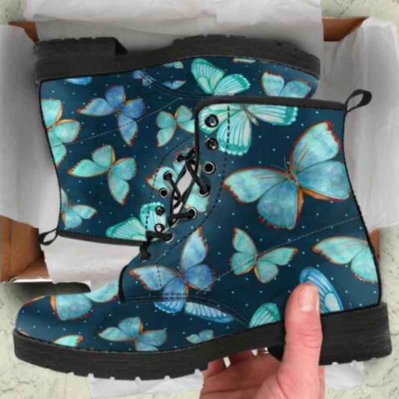 Women Ankle Boots Low Heels Shoes Woman Vintage Pu Leather Autumn Warm Winter high Snow Boots Motorcycle Skull Pansy