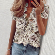 European And American Summer Ruffles Short Sleeve Slim Flower Print