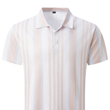 Men's Button Polo Shirt Striped Printed Short Sleeve